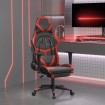 Silla gaming con reposapiés cuero sintético negro rojo