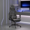 Silla gaming con reposapiés cuero sintético negro gris