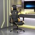 Silla gaming con reposapiés cuero sintético negro