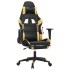 Silla gaming con reposapiés cuero sintético negro