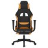 Silla gaming con reposapiés tela negro y