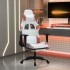 Silla gaming con reposapiés cuero sintético blanco y