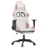 Silla gaming con reposapiés cuero sintético blanco y