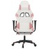 Silla gaming con reposapiés cuero sintético blanco y