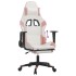 Silla gaming con reposapiés cuero sintético blanco y