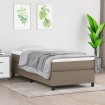 Cama box spring con colchón tela gris taupe 90x200 cm