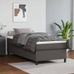 Cama box spring con colchón cuero sintético gris 90x190 cm