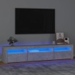 Mueble de TV con luces LED gris hormigón 195x35x40 cm