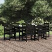 Juego de comedor de jardín 7 piezas madera maciza pino negro