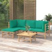 Set de muebles de jardín 5 piezas bambú con cojines verde