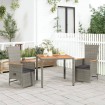 Set comedor de jardín 3 piezas con cojines ratán sintético gris