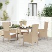 Set comedor de jardín 5 pzas con cojines ratán sintético beige