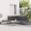 Set de muebles de jardín 6 pzas y cojines ratán sintético gris