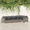 Set de muebles de jardín 5 pzas y cojines ratán sintético gris