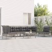 Set de muebles de jardín 7 pzas y cojines ratán sintético gris