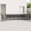 Set de muebles de jardín 7 pzas y cojines ratán sintético gris