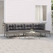 Set de muebles de jardín 7 pzas y cojines ratán sintético gris