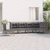 Set de muebles de jardín 6 pzas y cojines ratán sintético gris