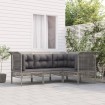 Set de muebles de jardín 4 pzas y cojines ratán sintético gris