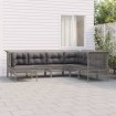 Set de muebles de jardín 7 pzas y cojines ratán sintético gris