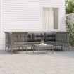 Set de muebles de jardín 7 pzas y cojines ratán sintético gris