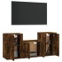 Set de muebles de TV 3 pzas madera contrachapada roble