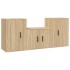 Set de muebles para TV 3 pzas madera contrachapada roble