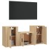 Set de muebles para TV 3 pzas madera contrachapada roble