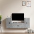 Set de muebles de TV 3 pzas madera contrachapada gris