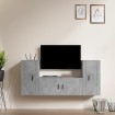 Set de muebles de TV 3 pzas madera contrachapada gris hormigón