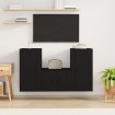 Set de muebles para TV 3 piezas madera contrachapada negro