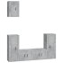 Set de muebles de TV 5 pzas madera contrachapada gris