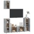 Set de muebles de TV 5 pzas madera contrachapada gris