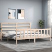 Estructura de cama con cabecero madera maciza 200x200 cm