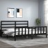 Estructura de cama con cabecero madera maciza negro 200x200