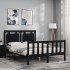 Estructura de cama con cabecero madera maciza negro 120x200