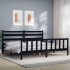 Estructura de cama con cabecero madera maciza negro 180x200