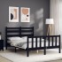 Estructura de cama con cabecero madera maciza negro 140x190