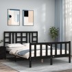 Estructura de cama con cabecero madera maciza negro 160x200 cm