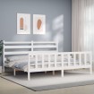 Estructura de cama con cabecero madera maciza blanco 200x200 cm
