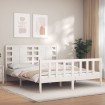 Estructura de cama matrimonio con cabecero madera maciza blanco
