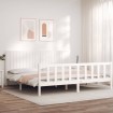 Estructura de cama con cabecero madera maciza blanco 200x200 cm
