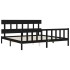 Estructura de cama con cabecero madera maciza negro 200x200