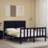 Estructura de cama con cabecero madera maciza negro 140x200
