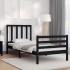 Estructura de cama con cabecero madera maciza negro 90x200