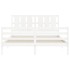 Estructura de cama con cabecero madera maciza blanco 160x200