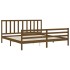 Estructura cama y cabecero madera maciza marrón miel 200x200