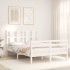 Estructura de cama con cabecero madera maciza blanco 140x190