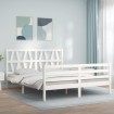 Estructura de cama con cabecero madera maciza blanco 160x200 cm