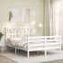 Estructura de cama con cabecero madera maciza blanco 120x200